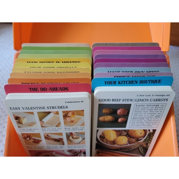 Vintage 1975 Betty Crocker STEP BY STEP Recipe Index Book Cards Orange Box - Picture 5 of 9